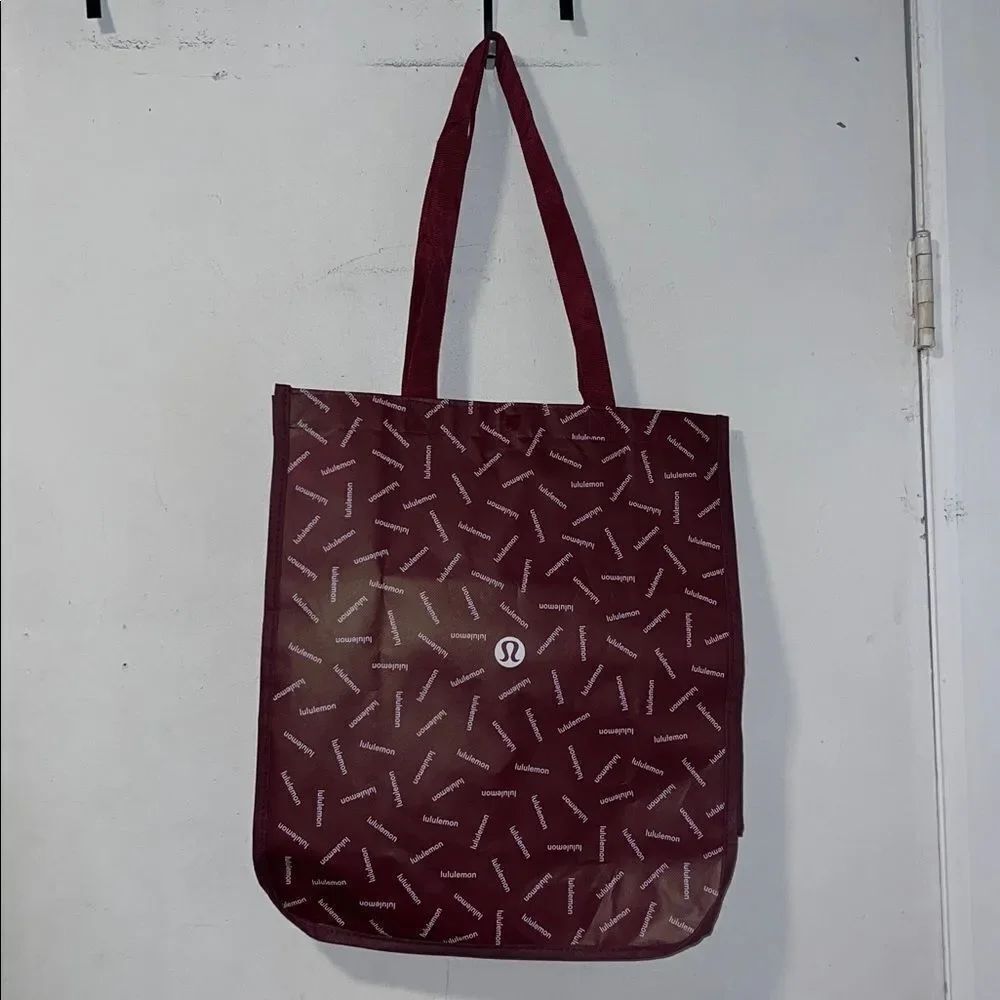 LULULEMON ATHLETICA Maroon and White Reusable Large Tote Bag